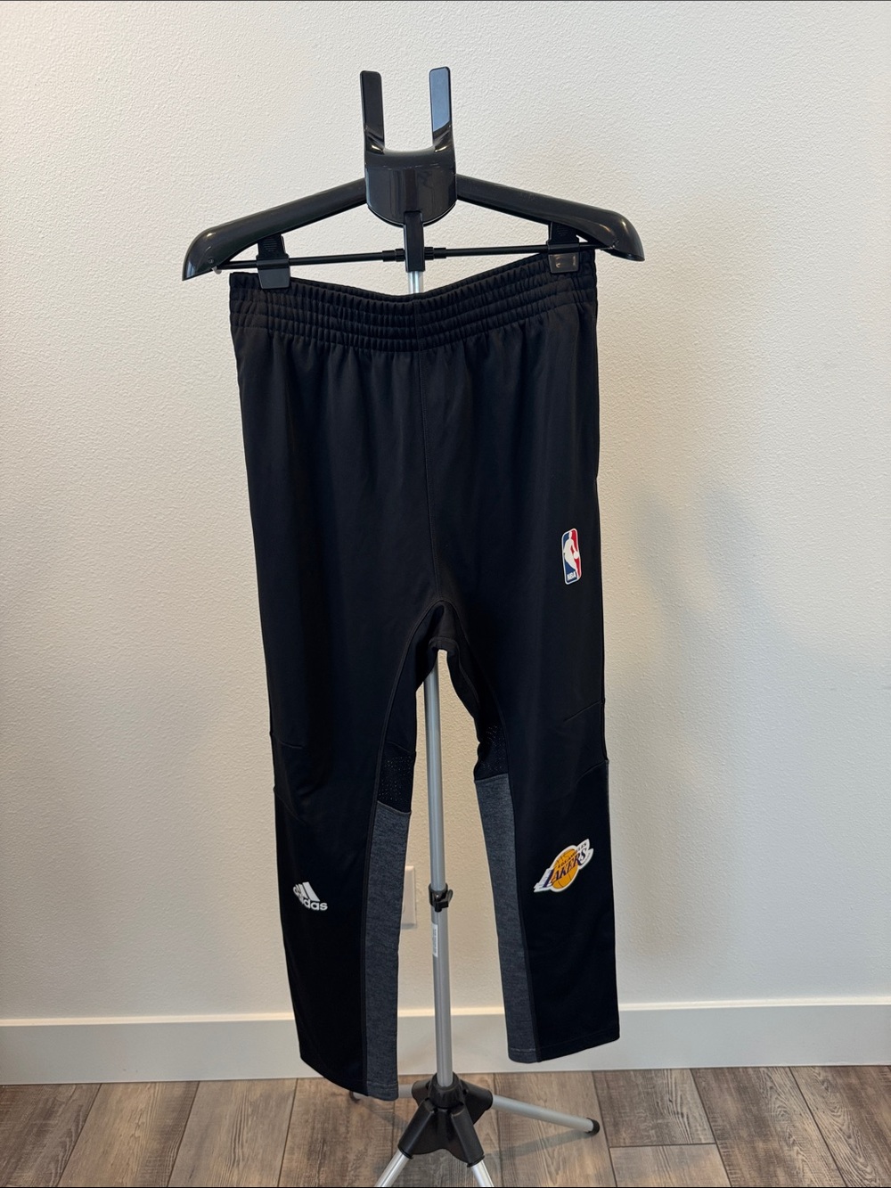adidas Black  Lakers NBA Track Pants with Grey Panels